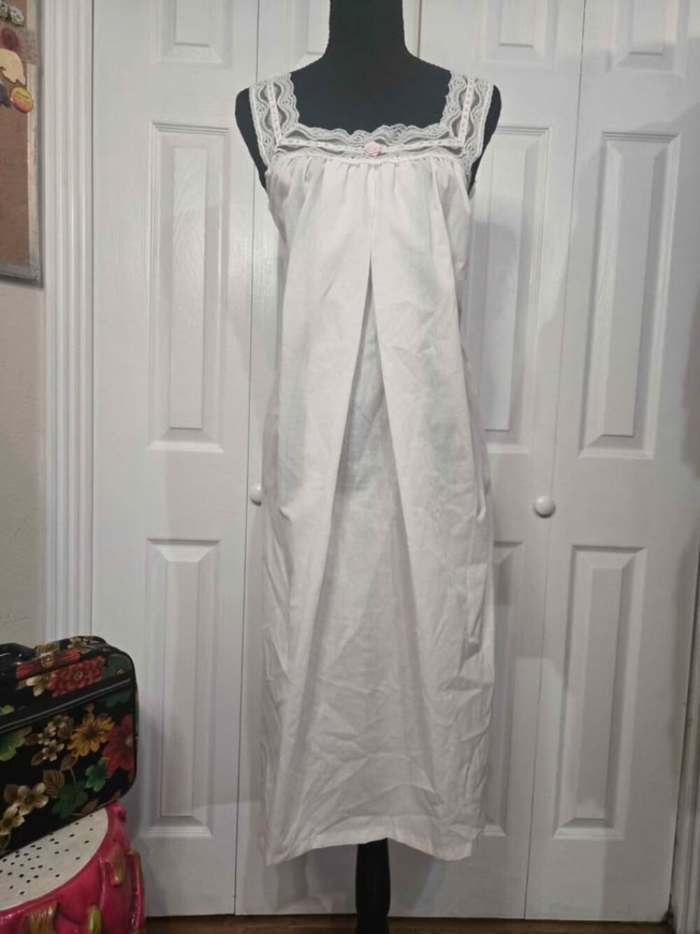 Large Adonna Maternity Breastfeeding Cotton Vintage Pink Nightgown Satin Rose